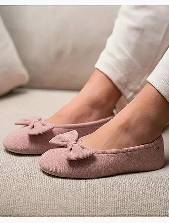 Pantofole ballerine ultraconfortevole, suola in cuoio, donna isotoner