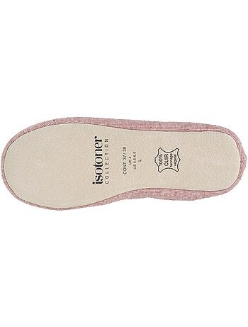 Pantofole ballerine ultraconfortevole, suola in cuoio, donna isotoner
