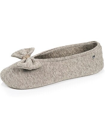 Pantofole ballerine suola in cuoio conciato al vegetale, donna isotoner