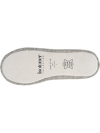 Pantofole ballerine suola in cuoio conciato al vegetale, donna isotoner