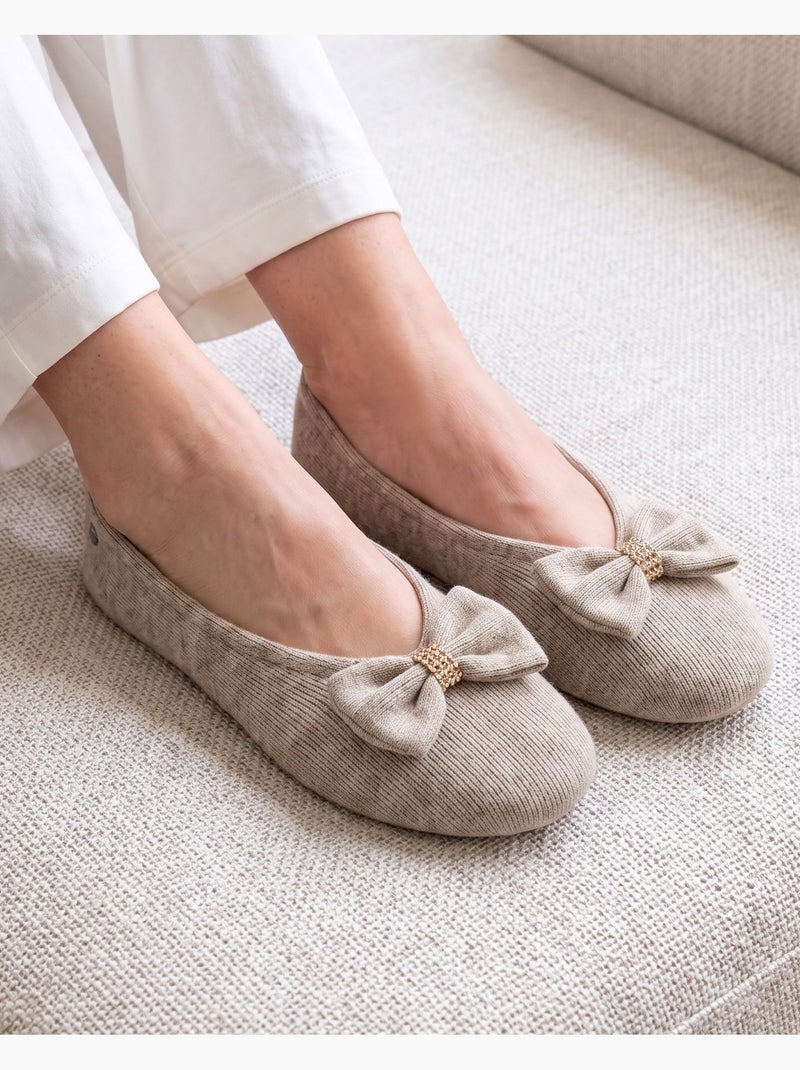 Pantofole ballerine ultraconfortevole, suola in cuoio, donna isotoner Cachi - Kiabi