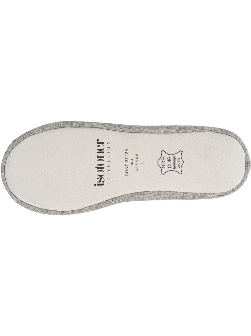 Pantofole ballerine ultraconfortevole, suola in cuoio, donna isotoner Cachi - Kiabi
