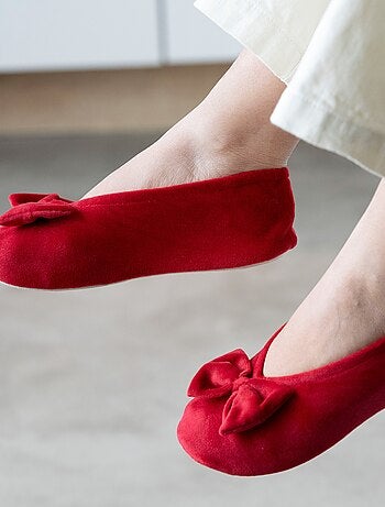 Pantofole ballerine ultraconfortevole, suola in cuoio, donna Isotoner