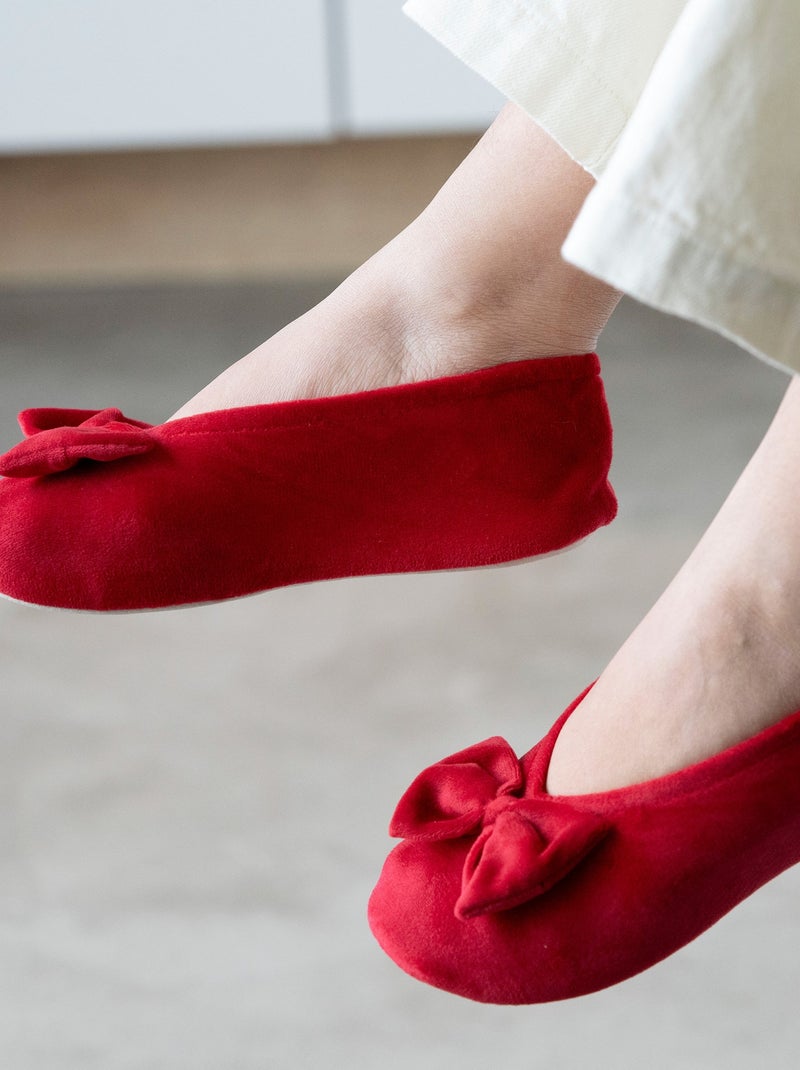 Pantofole ballerine ultraconfortevole, suola in cuoio, donna Isotoner Rosso pomodoro - Kiabi