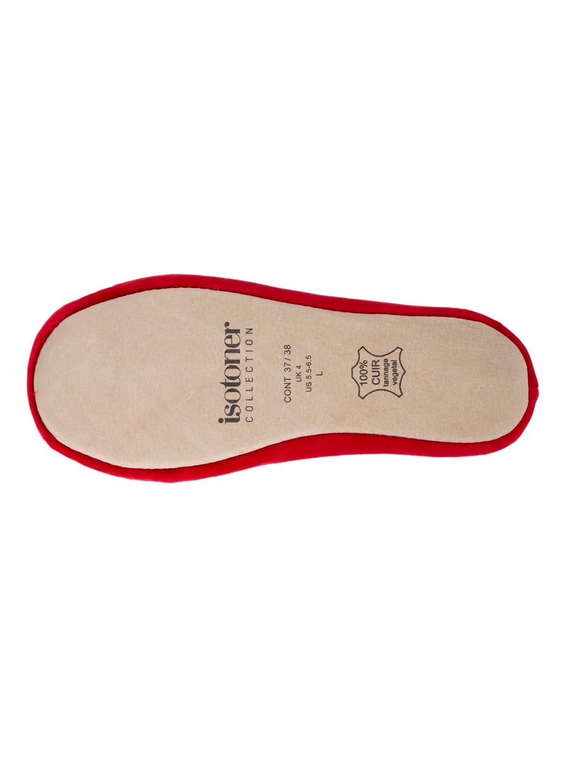 Pantofole ballerine ultraconfortevole, suola in cuoio, donna Isotoner Rosso pomodoro - Kiabi