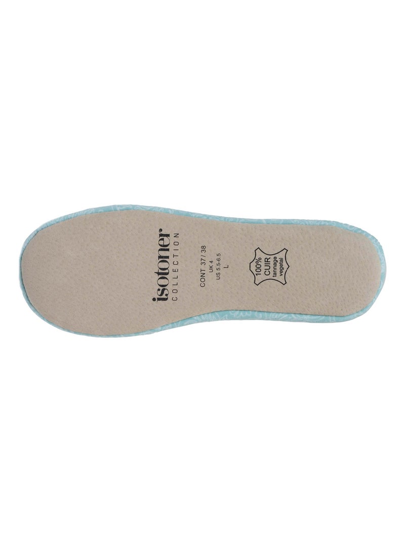Pantofole ballerine ultraconfortevole, suola in cuoio, donna Isotoner Verde acqua - Kiabi