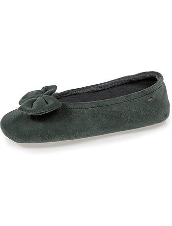Pantofole ballerine suola in cuoio conciato al vegetale, donna isotoner