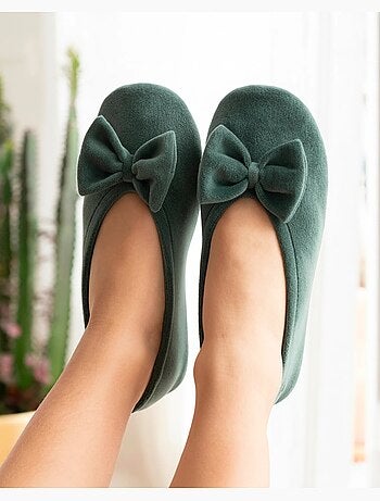 Pantofole ballerine suola in cuoio conciato al vegetale, donna isotoner