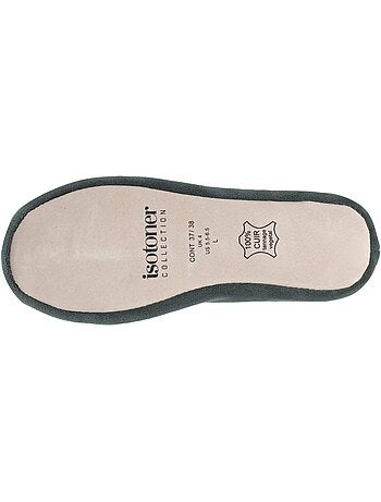 Pantofole ballerine suola in cuoio conciato al vegetale, donna isotoner