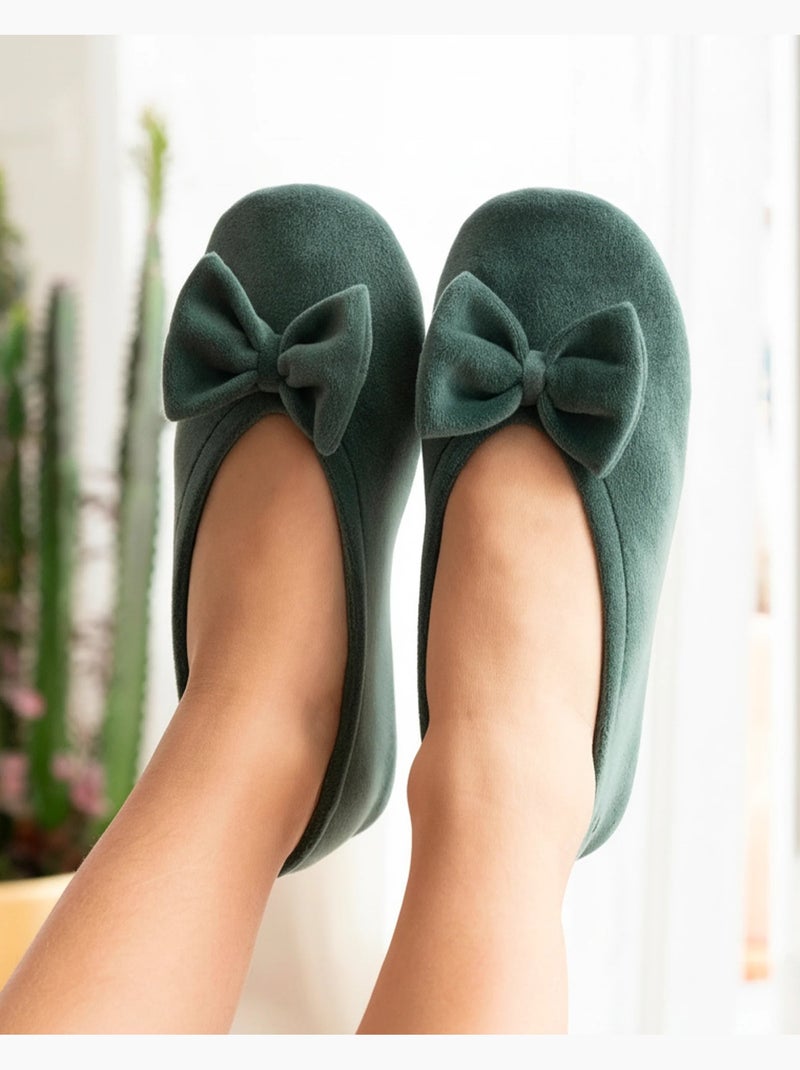 Pantofole ballerine ultraconfortevole, suola in cuoio, donna isotoner Verde chiaro - Kiabi