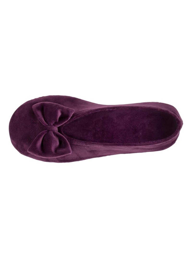 Pantofole ballerine ultraconfortevole, suola in cuoio, donna Isotoner Viola melanzana - Kiabi