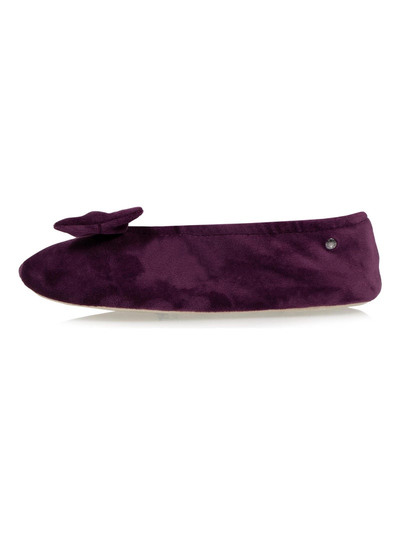 Pantofole ballerine ultraconfortevole, suola in cuoio, donna Isotoner Viola melanzana - Kiabi