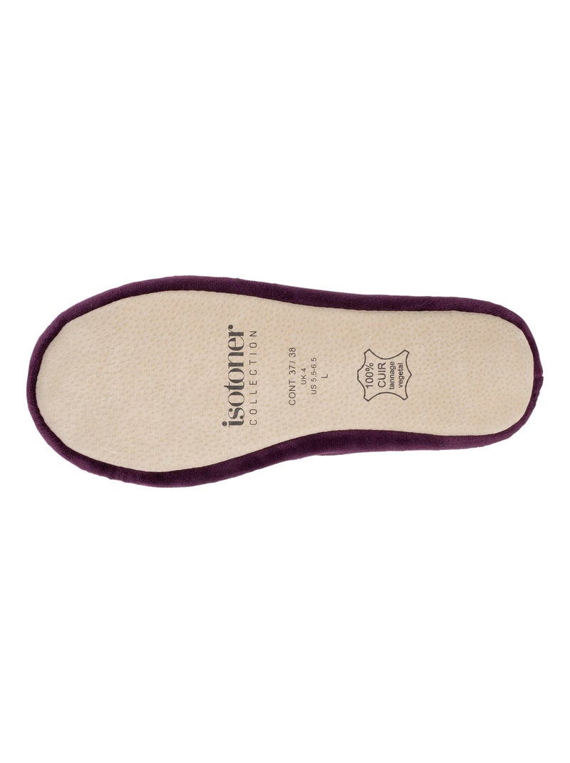 Pantofole ballerine ultraconfortevole, suola in cuoio, donna Isotoner Viola melanzana - Kiabi