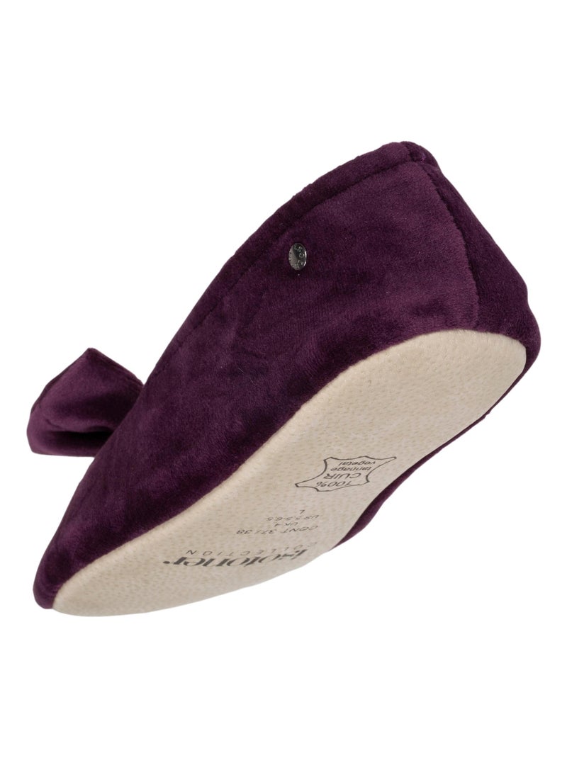 Pantofole ballerine ultraconfortevole, suola in cuoio, donna Isotoner Viola melanzana - Kiabi