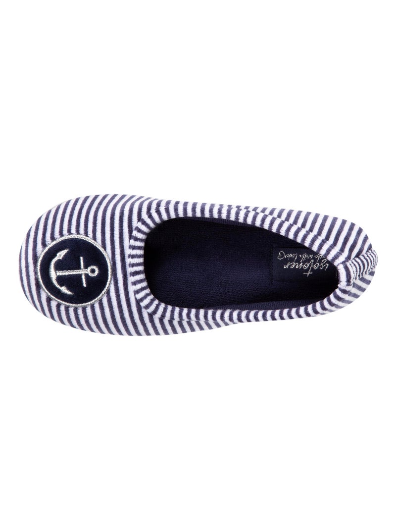 Pantofole ballerine velluto bambina Isotoner Blu Bianco - Kiabi