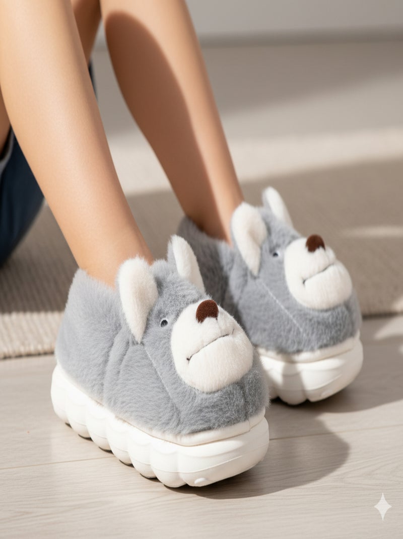 Pantofole Bambino Animali 3D Ultra Morbide MD9758 Grigio - Kiabi