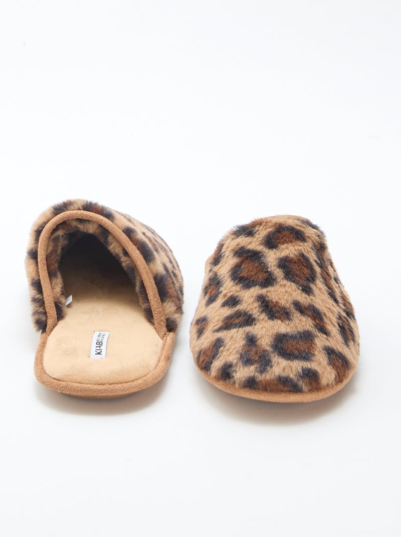 Pantofole basiche in finta pelliccia Marrone - Kiabi