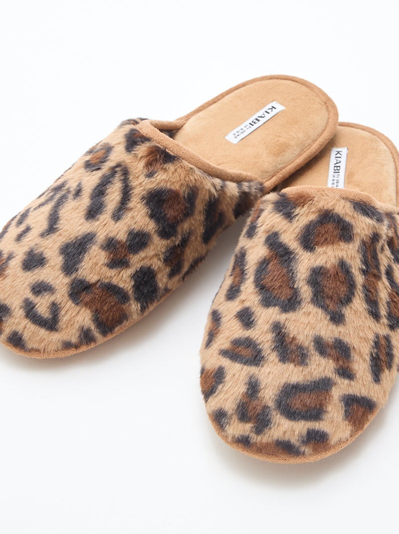 Pantofole basiche in finta pelliccia Marrone - Kiabi