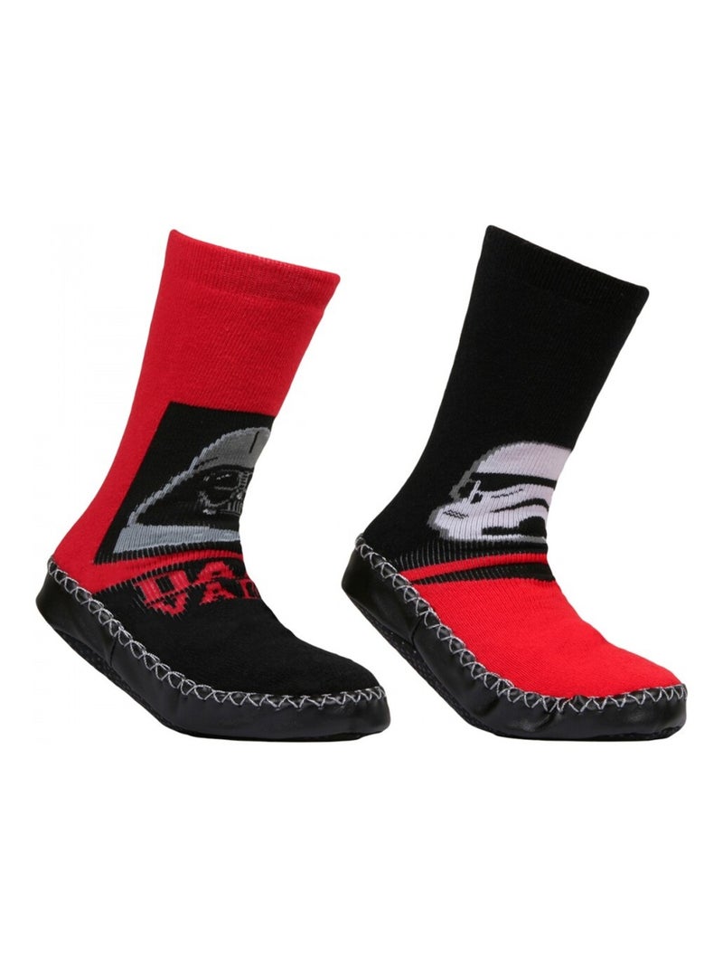 Pantofole calzini confezione da 2 STAR WARS Nero Rosso - Kiabi