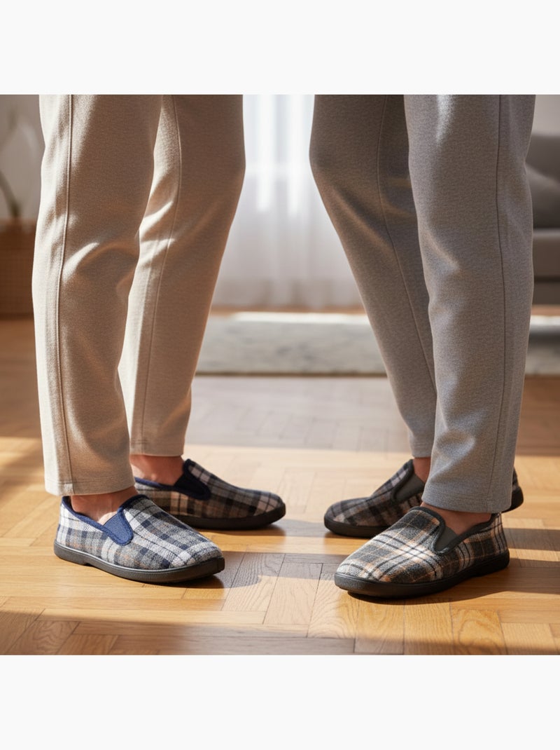 Pantofole charentaise uomo ozabi confezione da 2 paia suola antiscivolo Blu grigio - Kiabi