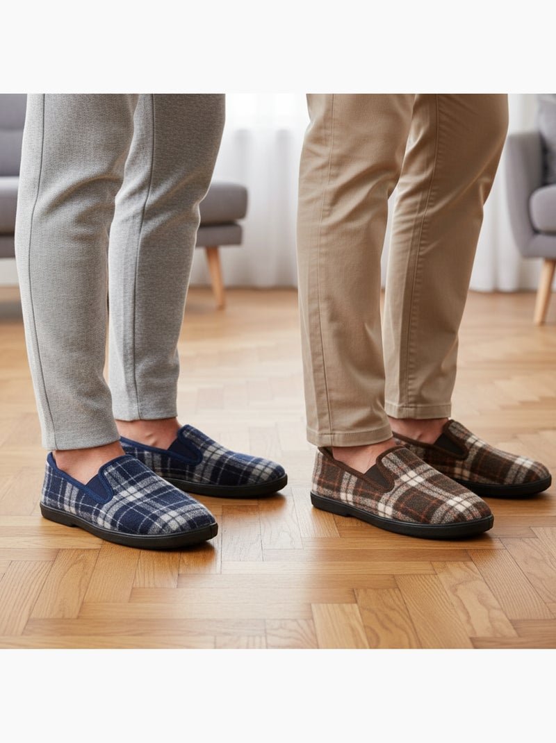 Pantofole charentaise uomo ozabi confezione da 2 paia suola antiscivolo Blu Marrone - Kiabi