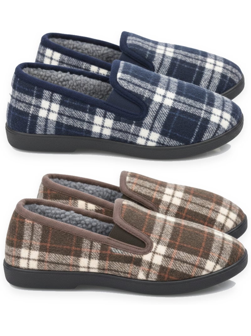 Pantofole charentaise uomo ozabi confezione da 2 paia suola antiscivolo Blu Marrone - Kiabi
