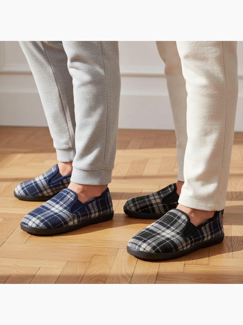 Pantofole charentaise uomo ozabi confezione da 2 paia suola antiscivolo Blu Nero - Kiabi