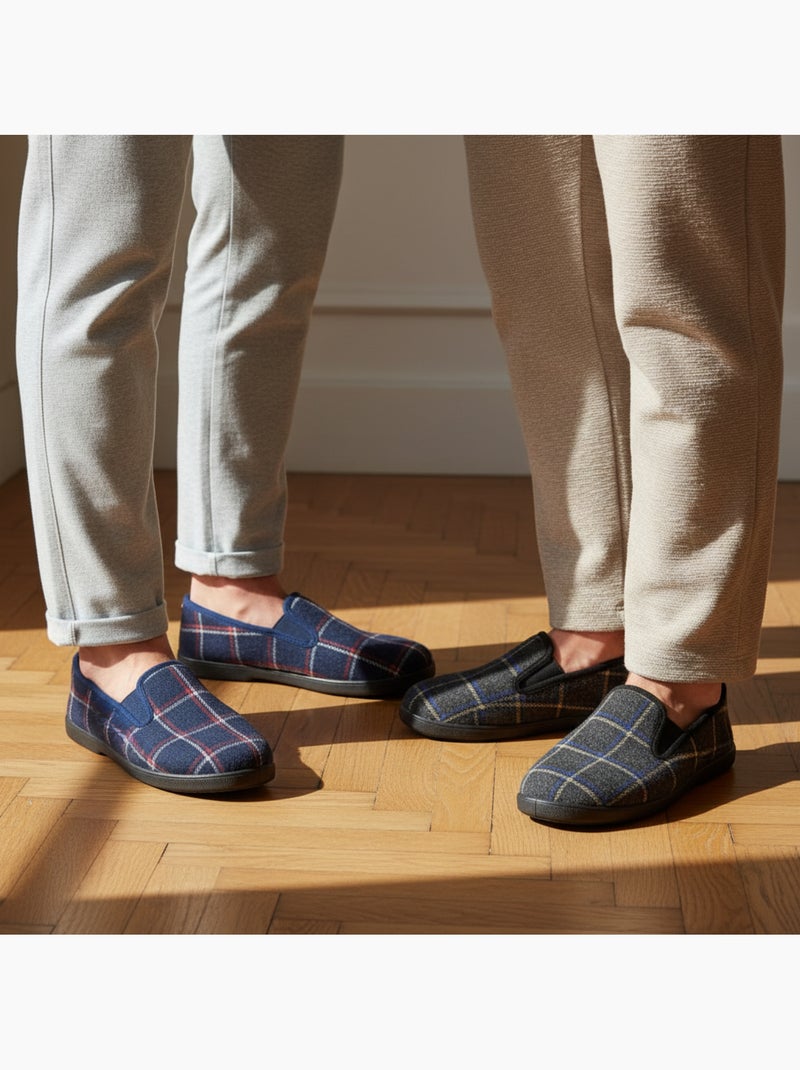 Pantofole charentaise uomo ozabi confezione da 2 paia suola antiscivolo Blu Rosso Nero - Kiabi