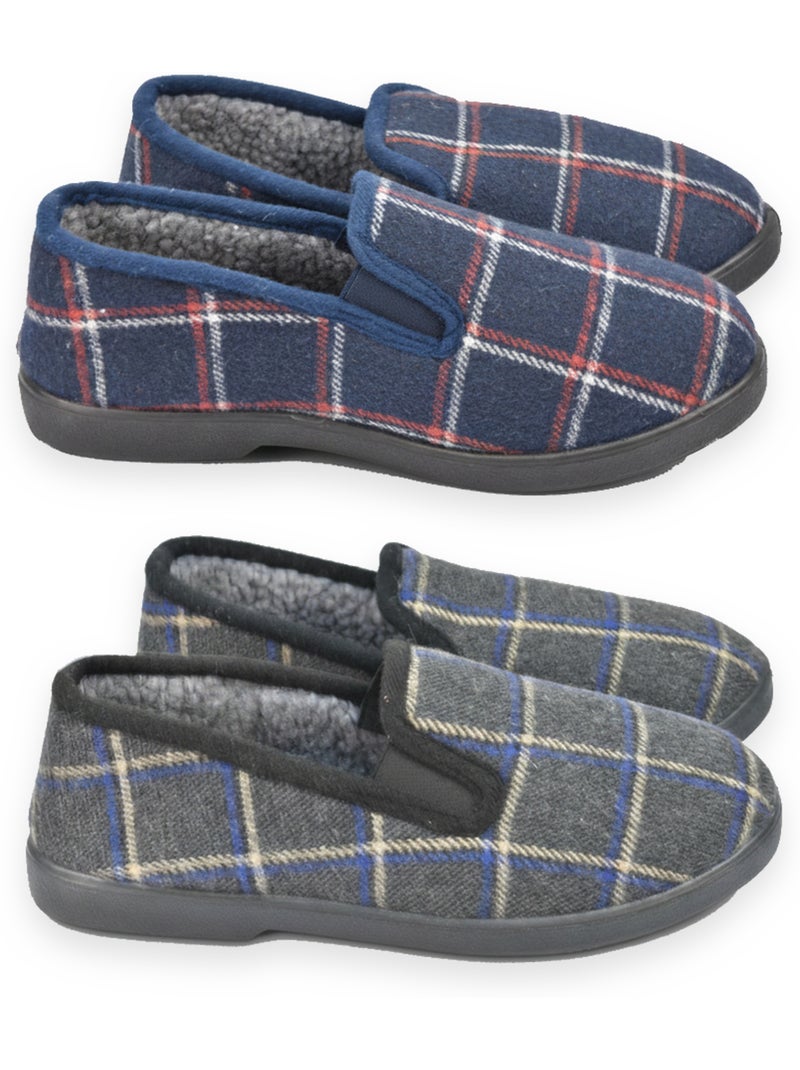 Pantofole charentaise uomo ozabi confezione da 2 paia suola antiscivolo Blu Rosso Nero - Kiabi