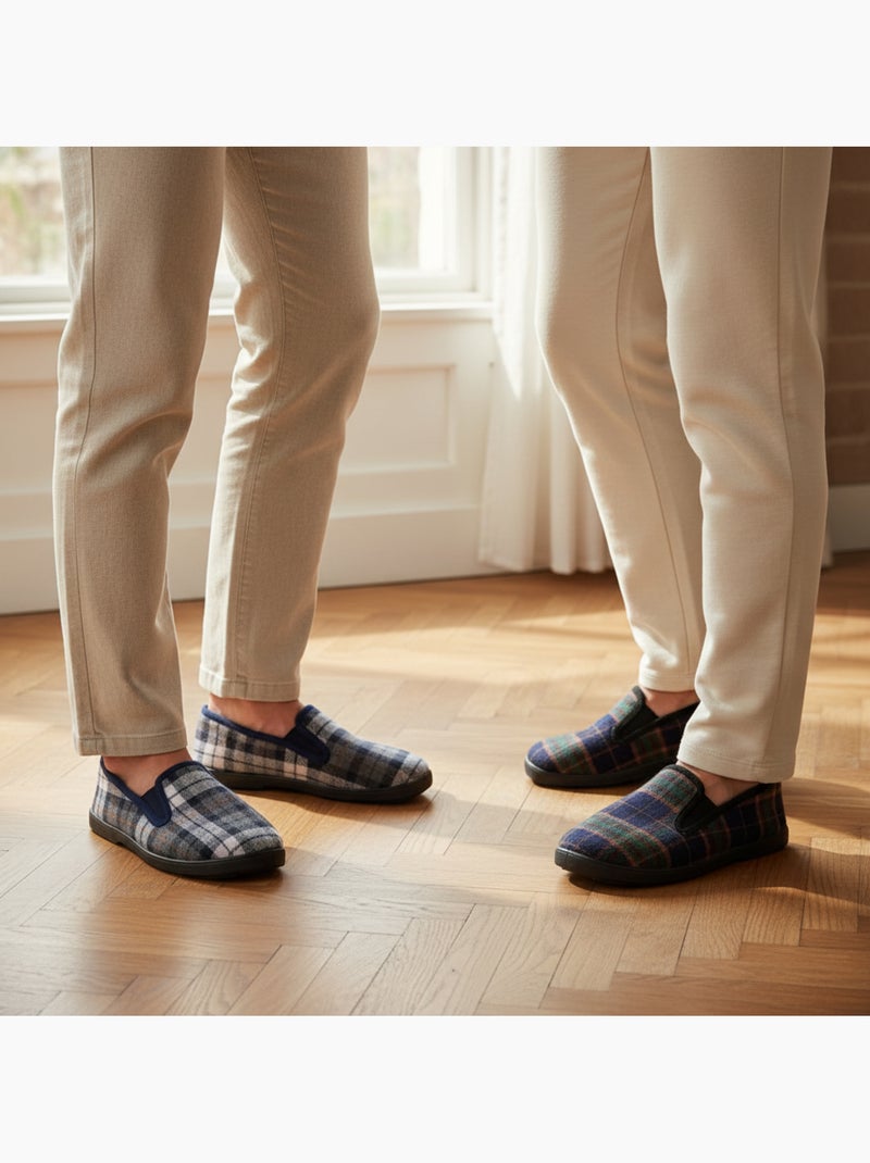 Pantofole charentaise uomo ozabi confezione da 2 paia suola antiscivolo Blu Verde - Kiabi