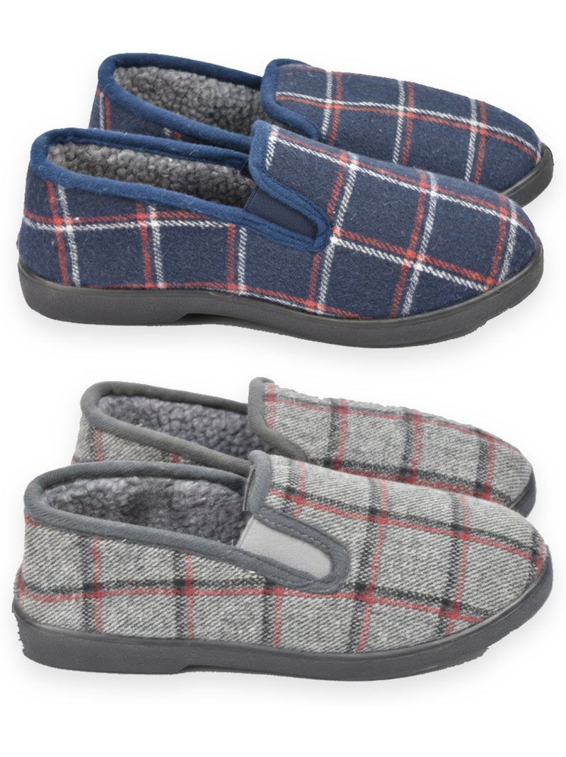 Pantofole charentaise uomo ozabi confezione da 2 paia suola antiscivolo Grigio blu - Kiabi