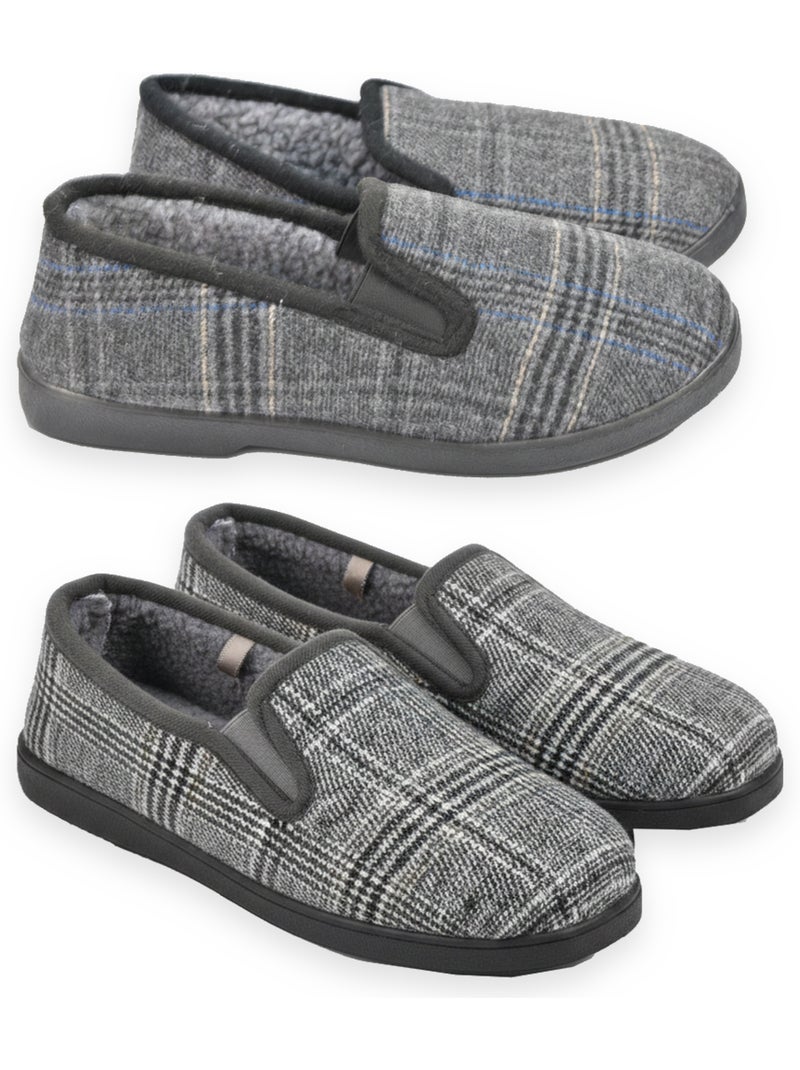 Pantofole charentaise uomo ozabi confezione da 2 paia suola antiscivolo Grigio grigio chiaro - Kiabi