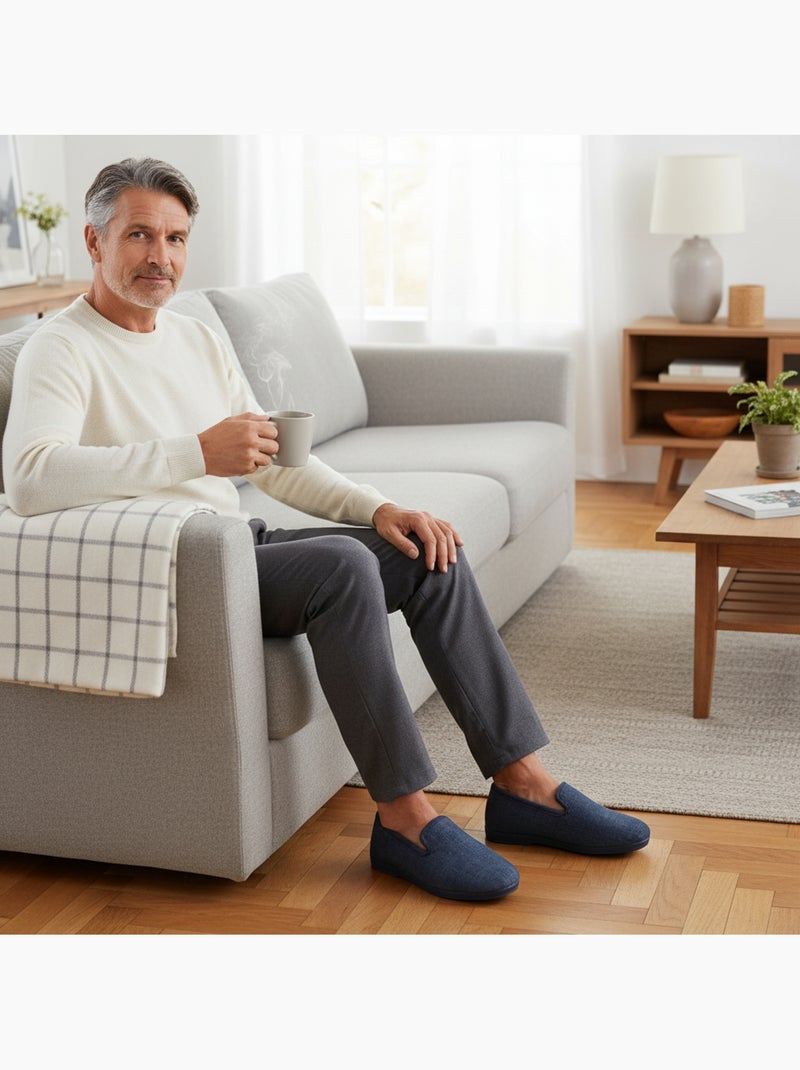 Pantofole charentaise uomo ozabi effetto strutturato Blu marino - Kiabi