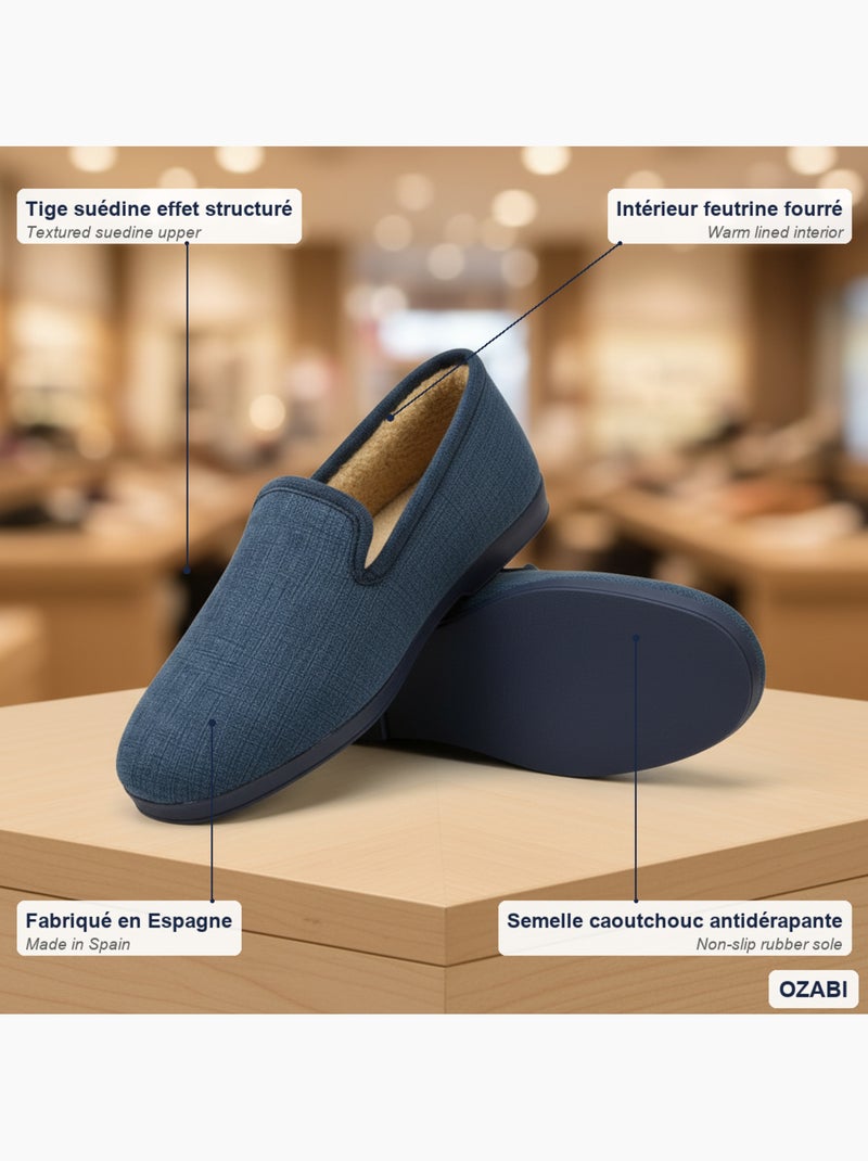 Pantofole charentaise uomo ozabi effetto strutturato Blu marino - Kiabi