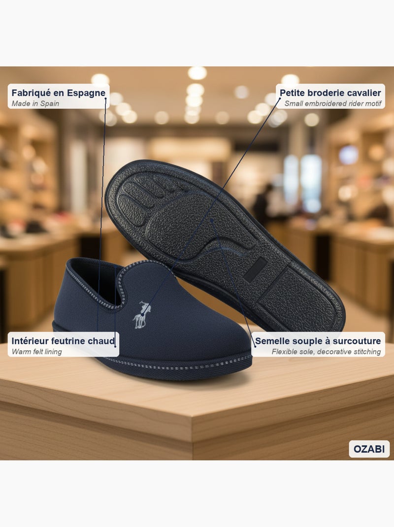 Pantofole charentaise uomo ozabi ricamo fantasia Blu - Kiabi