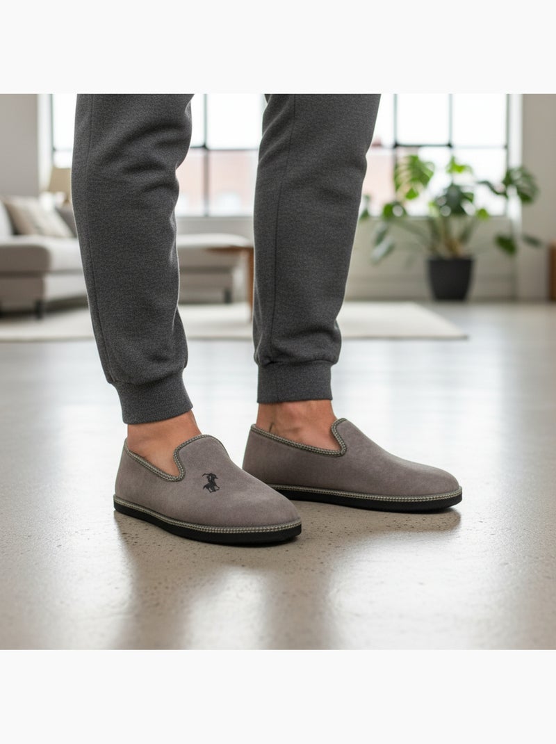 Pantofole charentaise uomo ozabi ricamo fantasia Grigio topo - Kiabi