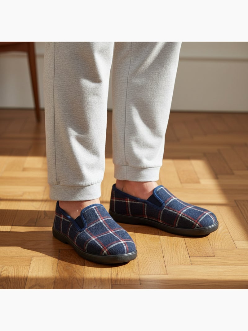 Pantofole charentaise uomo scozzese antiscivolo ozabi Blu marino - Kiabi