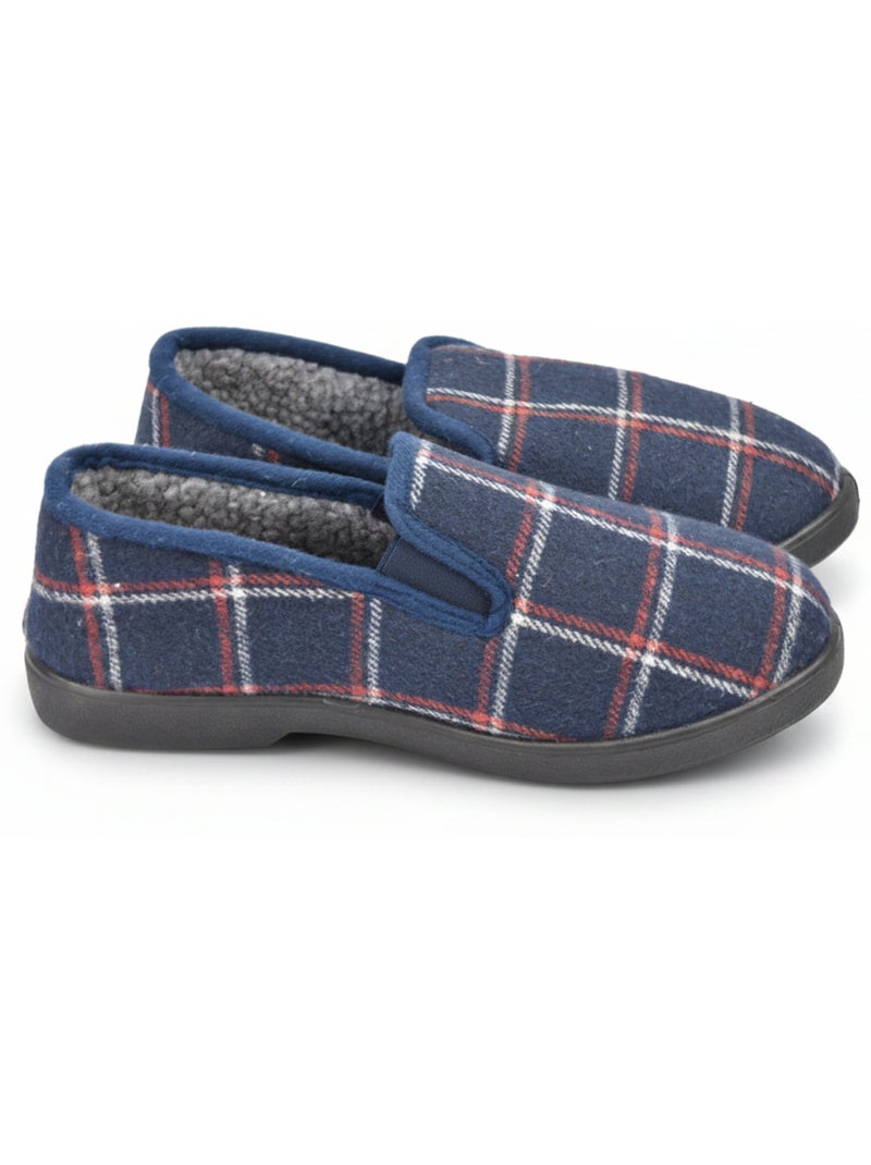 Pantofole charentaise uomo scozzese antiscivolo ozabi Blu marino - Kiabi
