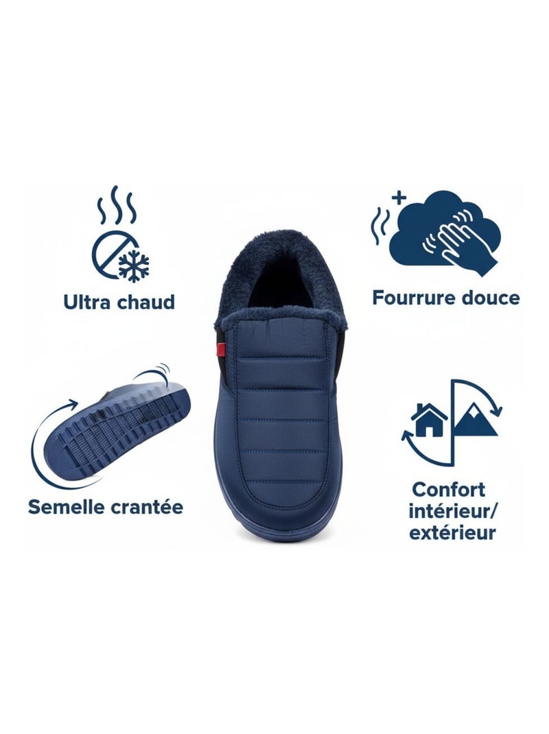 Pantofole charentaises alte PREMIUM MU9738 Blu marino - Kiabi