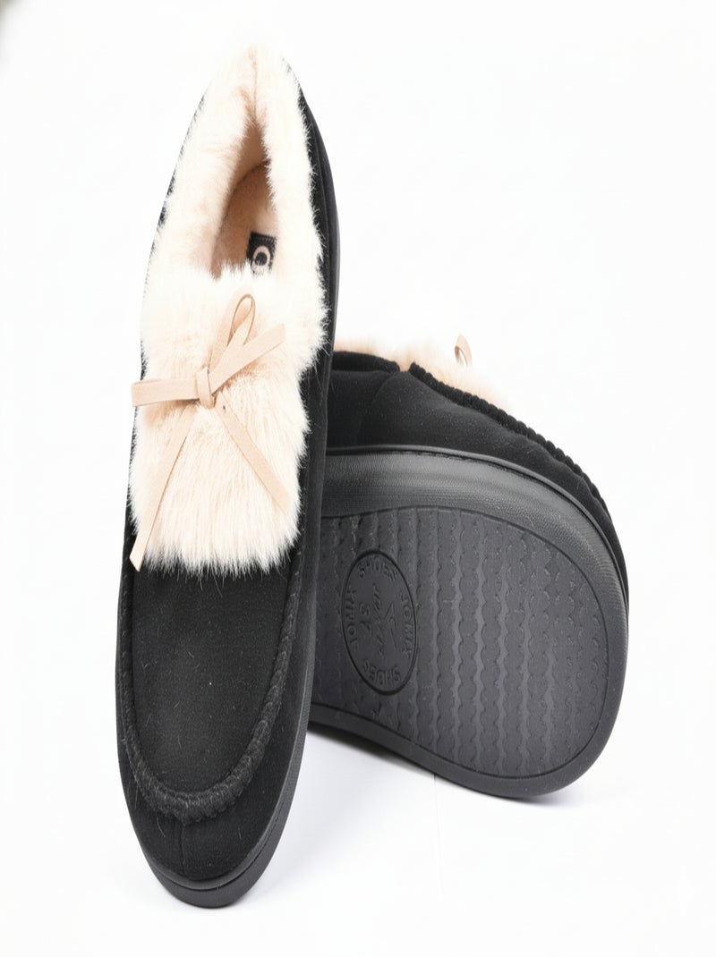 Pantofole Charentaises donna Velluto MD10154 Nero - Kiabi