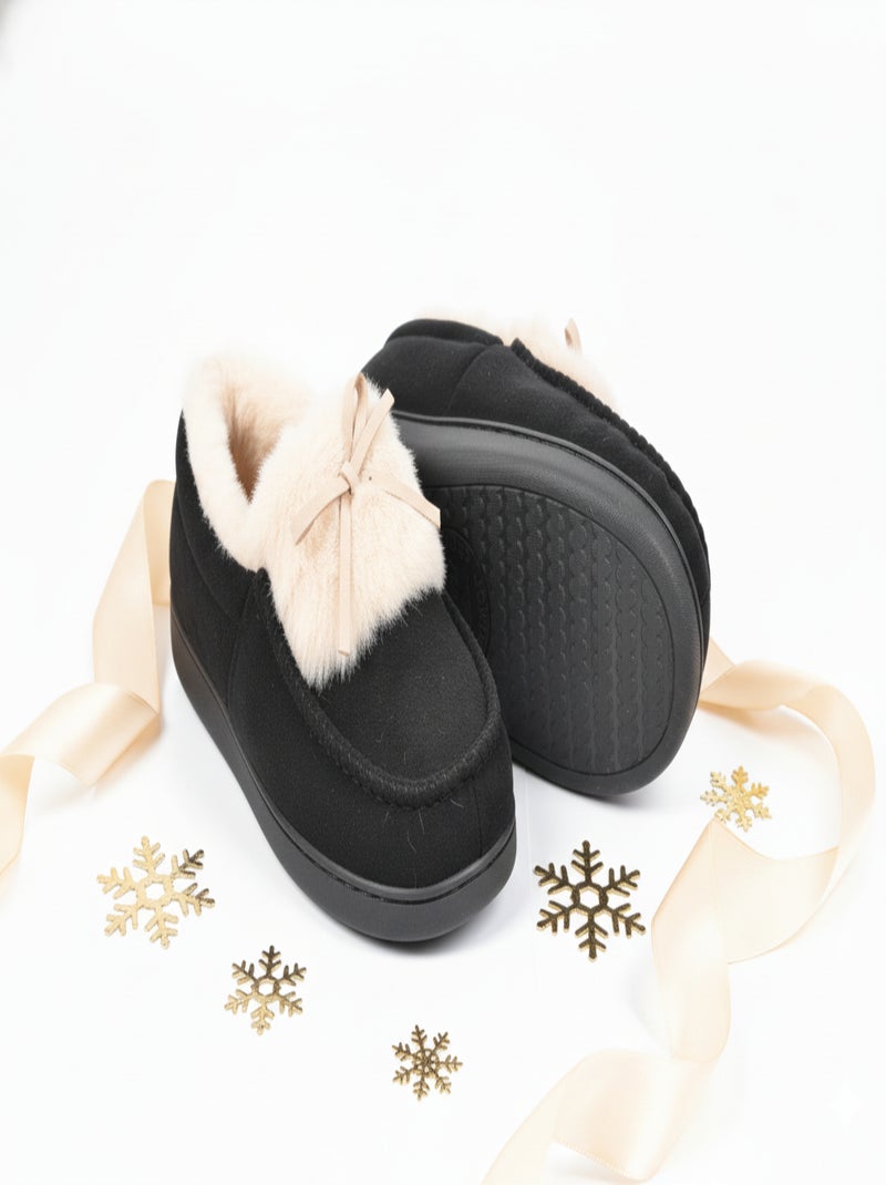 Pantofole Charentaises donna Velluto MD10154 Nero - Kiabi