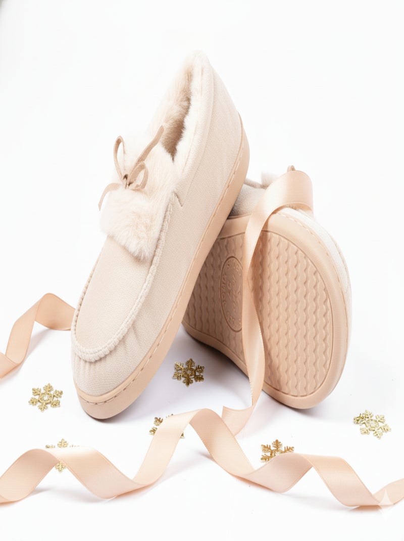 Pantofole Charentaises donna Velluto MD10154 Tortora - Kiabi