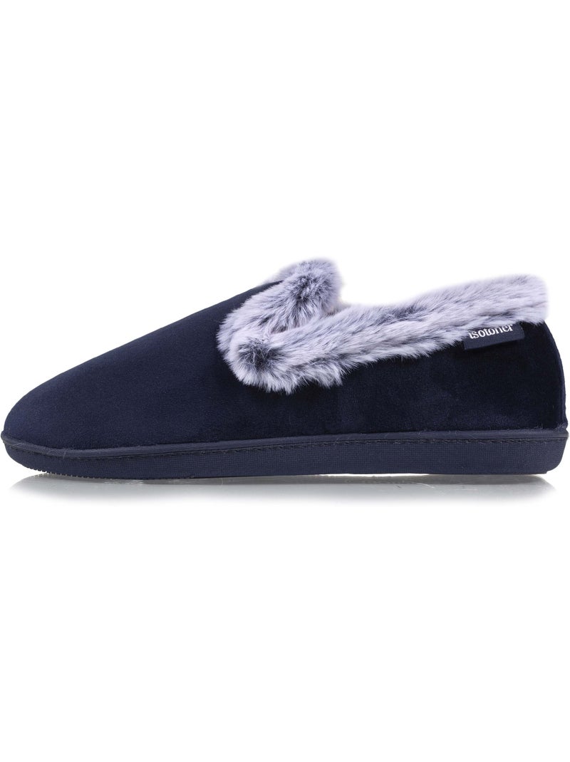 Pantofole chiuse dettagli in pelliccia sintetica donna isotoner Blu marino - Kiabi