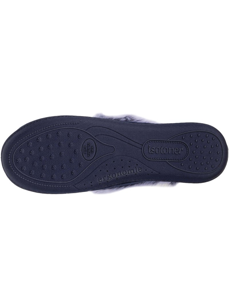 Pantofole chiuse dettagli in pelliccia sintetica donna isotoner Blu marino - Kiabi