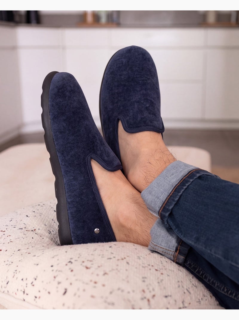 Pantofole chiuse velluto morbido, ultra confortevole e uomo isotoner Blu marino - Kiabi