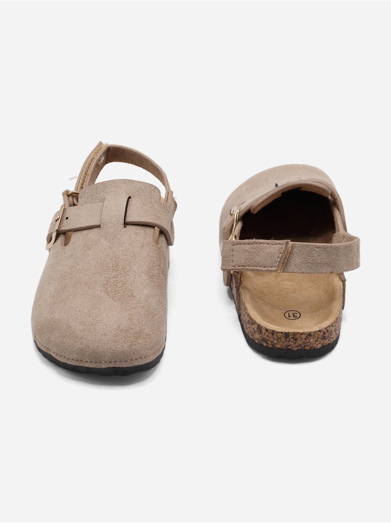 Pantofole con chiusura a velcro Tortora - Kiabi