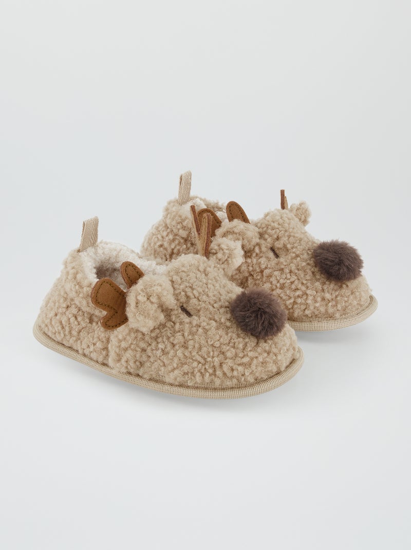 Pantofole con decorazione 'Renna di Natale' BEIGE - Kiabi