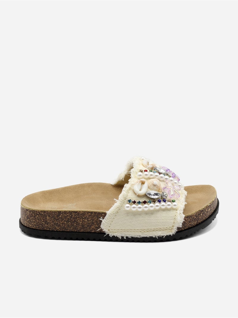 Pantofole con dettagli in perline Bianco - Kiabi
