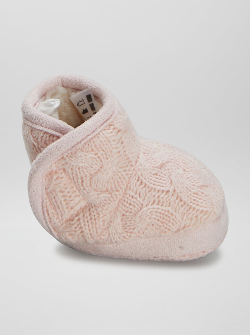 Pantofole con lavorazione a maglia intrecciata ROSA - Kiabi