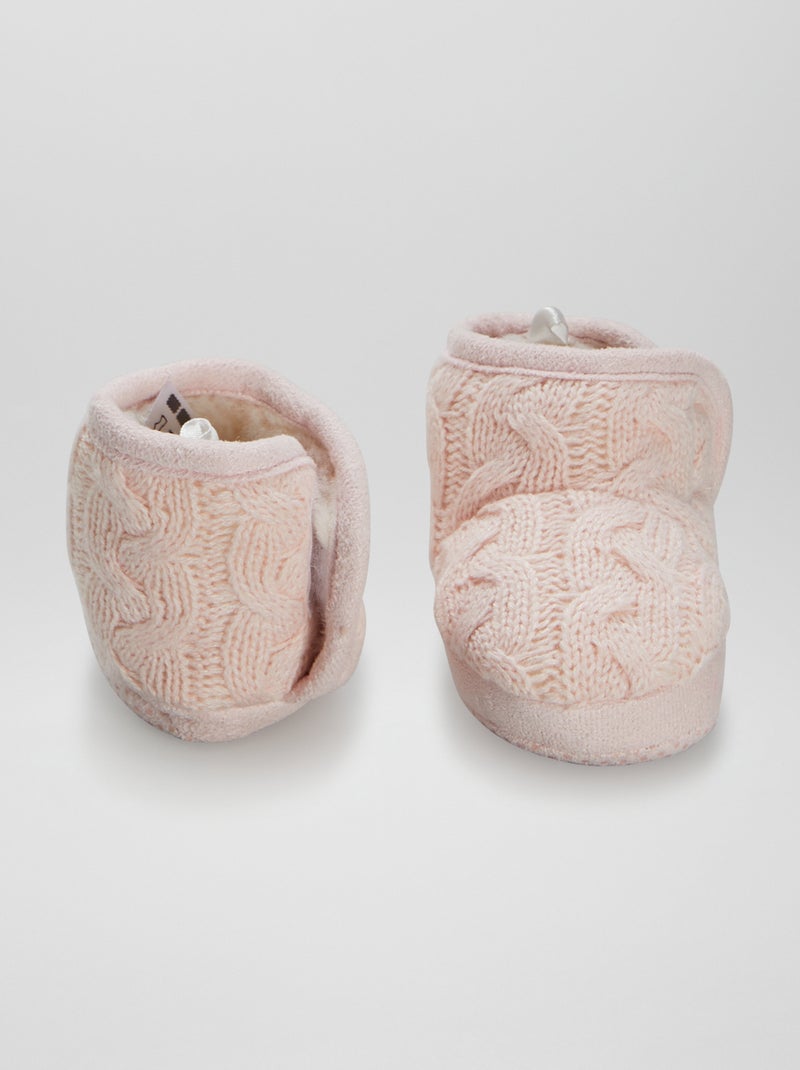 Pantofole con lavorazione a maglia intrecciata ROSA - Kiabi